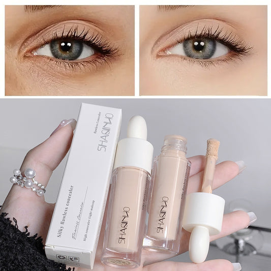 Silky Flawless Liquid Concealer for Dark Circles, Blemishes & Spots, Long-Lasting, Waterproof, Sweat-Resistant, Non-Fading Formula.