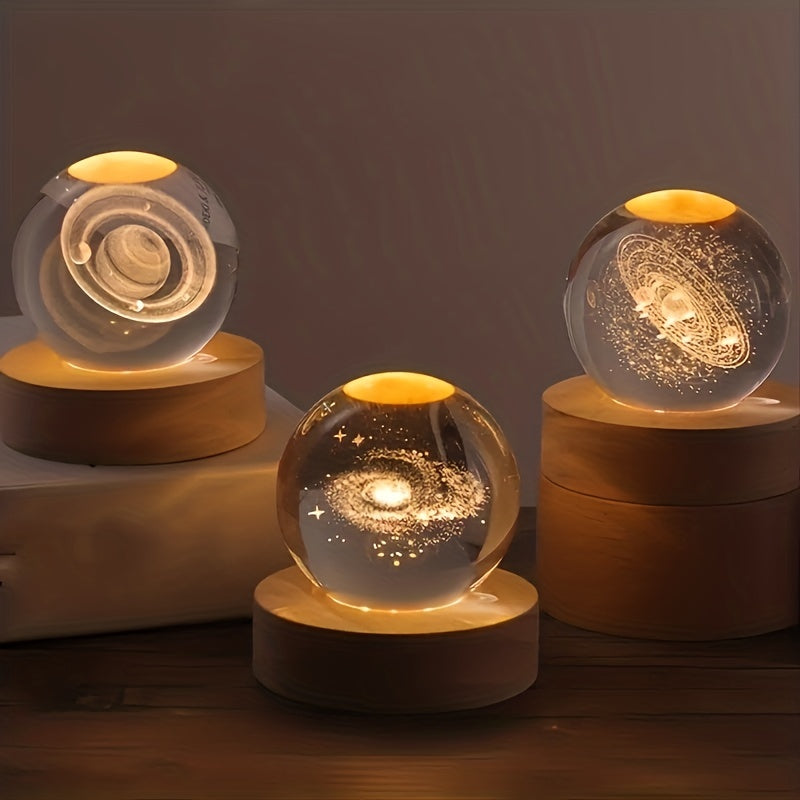 3D stereo crystal ball night light, perfect Valentine's Day or birthday gift with monochrome warm light.