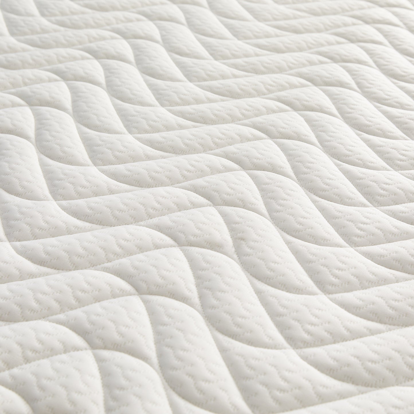 Mattress pad, 6-8cm thick, high elastic, breathable, non-slip, foldable, spot-clean, 100% polyester, woven fabric, 200-250gsm. Pillow not included.