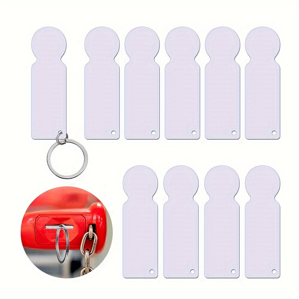 This bundle includes 10 stylish transfer blank keychains in a dazzling golden hue, perfect for double-sided printing. Ideal for both men and women, these keychains make great gifts for shopping carts and grocery shopping tokens.