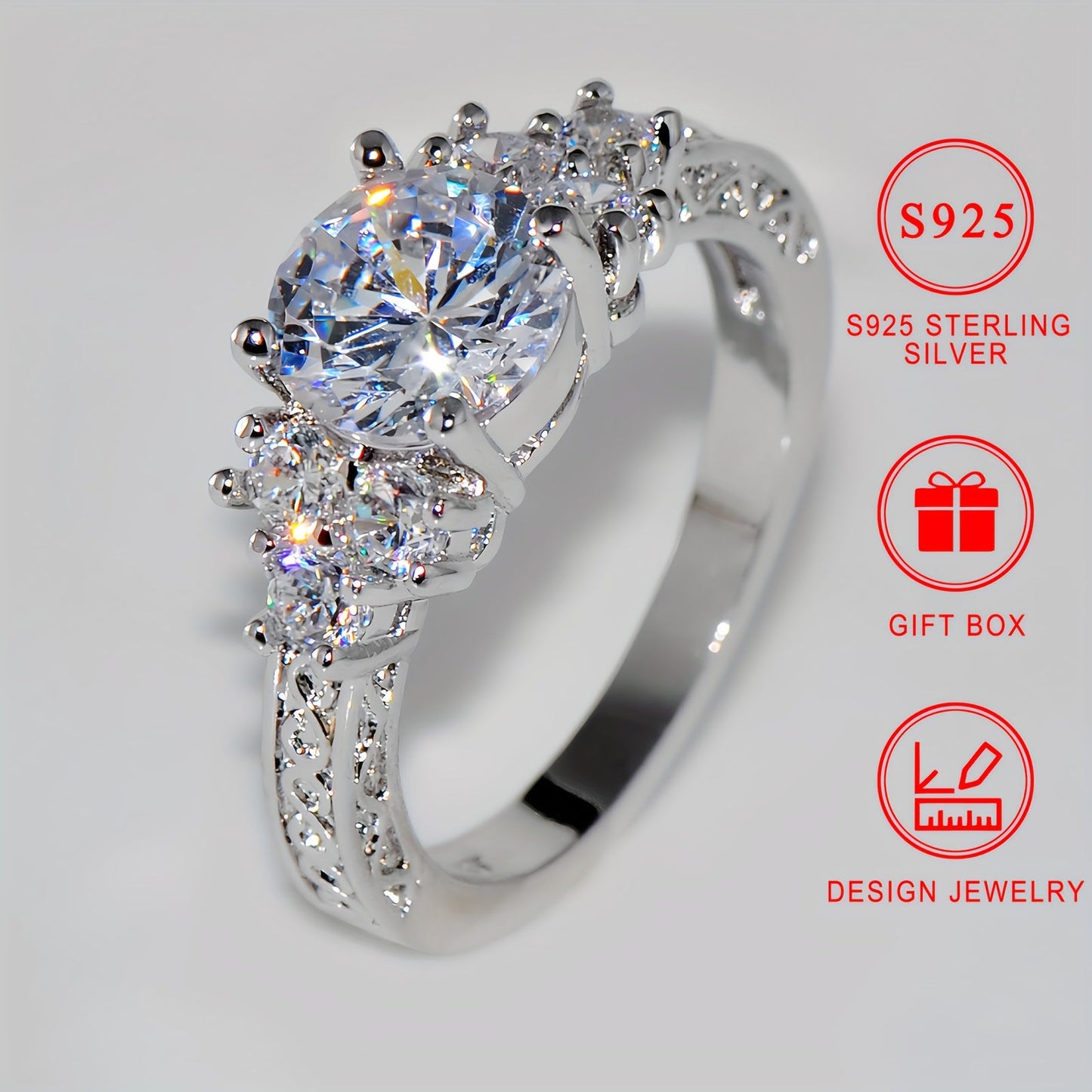 Elegant Women's Engagement Proposal Eternity Band featuring a 925 Sterling Silver Ring adorned with Shimmering Cubic Zirconia weighing 0.12oz. This stunning piece of Bling Style Jewelry comes beautifully packaged in a Gift Box, perfect for any special