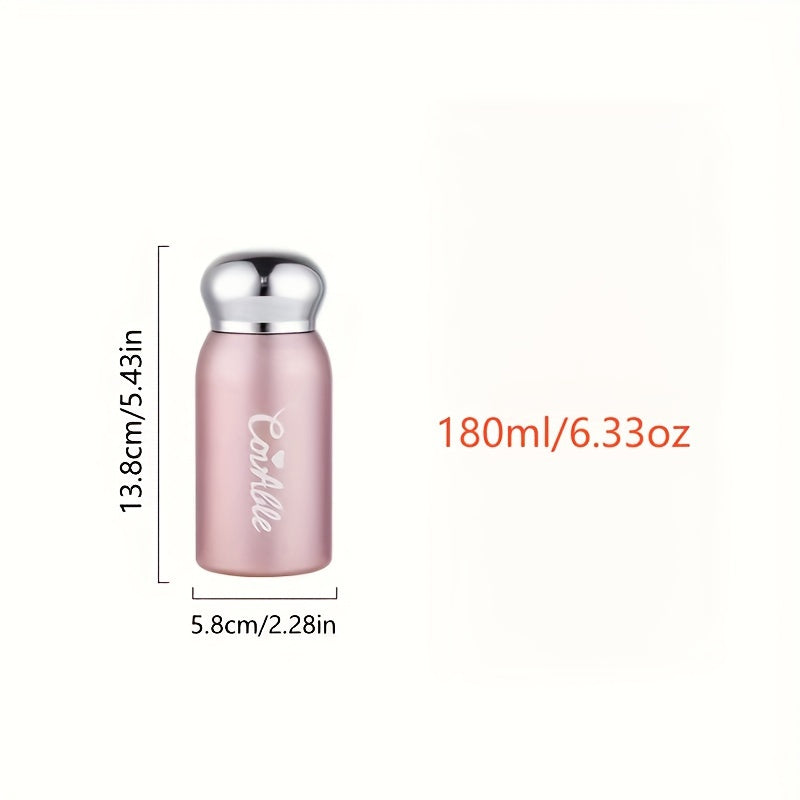 Small stainless steel vacuum flask with electroplated lid for on-the-go hydration. Ideal for students.