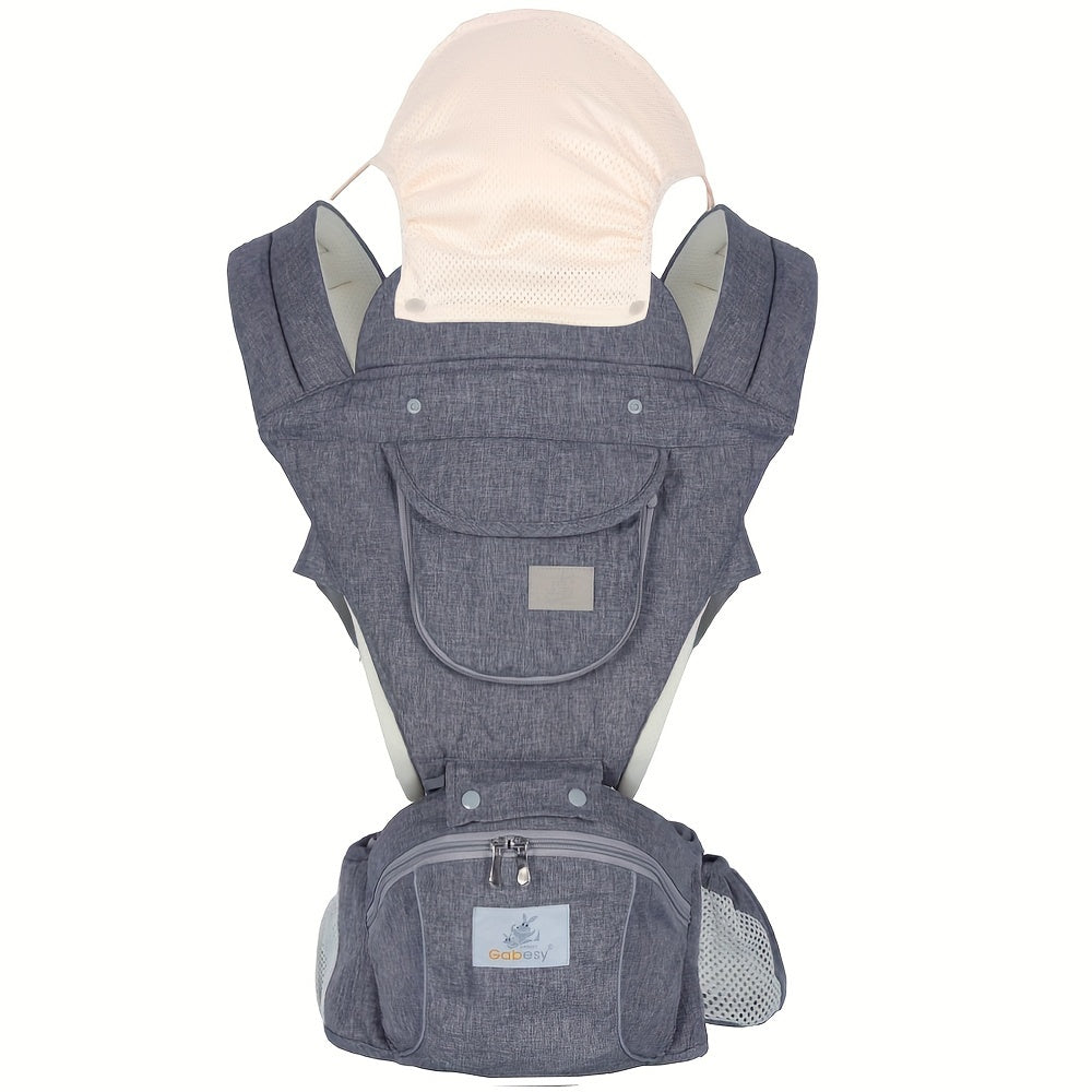 Baby Carrier Waist Stool with Storage Bag, 3-in-1 Baby Carrier including a Hip Seat Lumbar Stool and Removable Hood, perfect for gifting during Christmas, Halloween, and Thanksgiving Day.