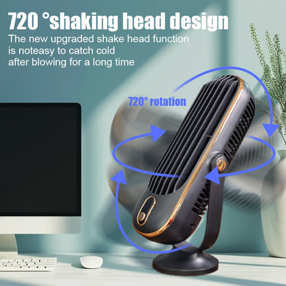 TENGQU Portable USB Desktop Fan - Dual Blade, 5-Speed Adjustable with 360° Rotation, Perfect for Home, Office, Travel, and Camping.