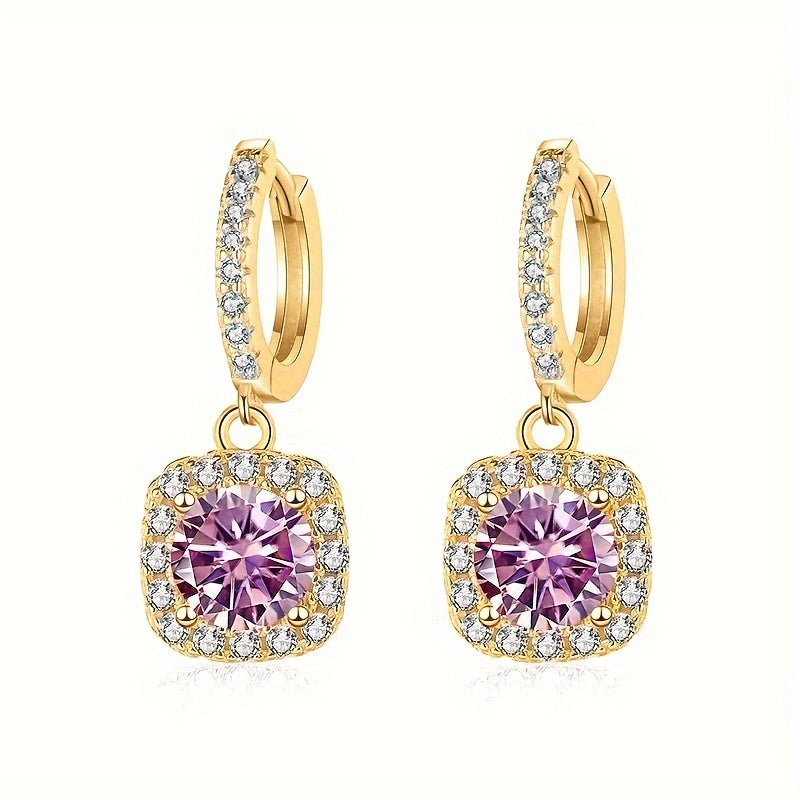 Luxurious and elegant, these 925 sterling silver Moissanite drop earrings are perfect for women on all occasions. With a gold plating and 6.5mm size, they are the perfect accessory for daily wear or special events such as weddings, parties, banquets