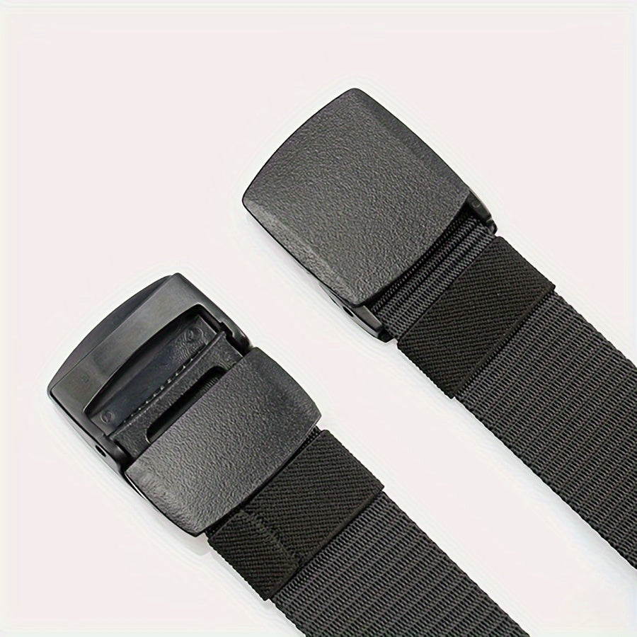 Hypoallergenic nylon belt with smooth buckle, ideal for casual wear, jeans, and outdoor activities for both men and women.