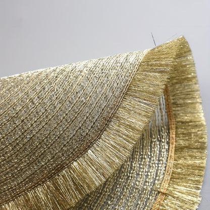 Insulated placemats with gold tassels, ideal for various occasions and easy to clean and use.