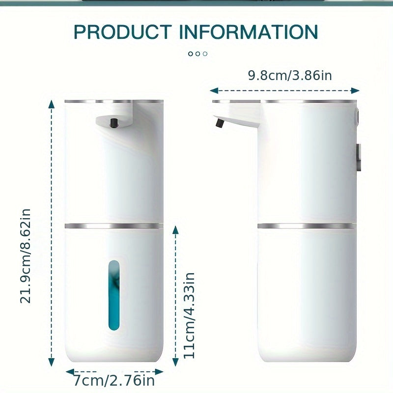 1 dona USB zaryadlanadigan avtomatik ko'pik sabun dispenseri, 380ml devorga o'rnatiladigan qo'l mashinasi, teginishsiz ishlash, ftalatlardan xoli plastik, 500mAh lityum batareya, oshxona va hammom uchun.