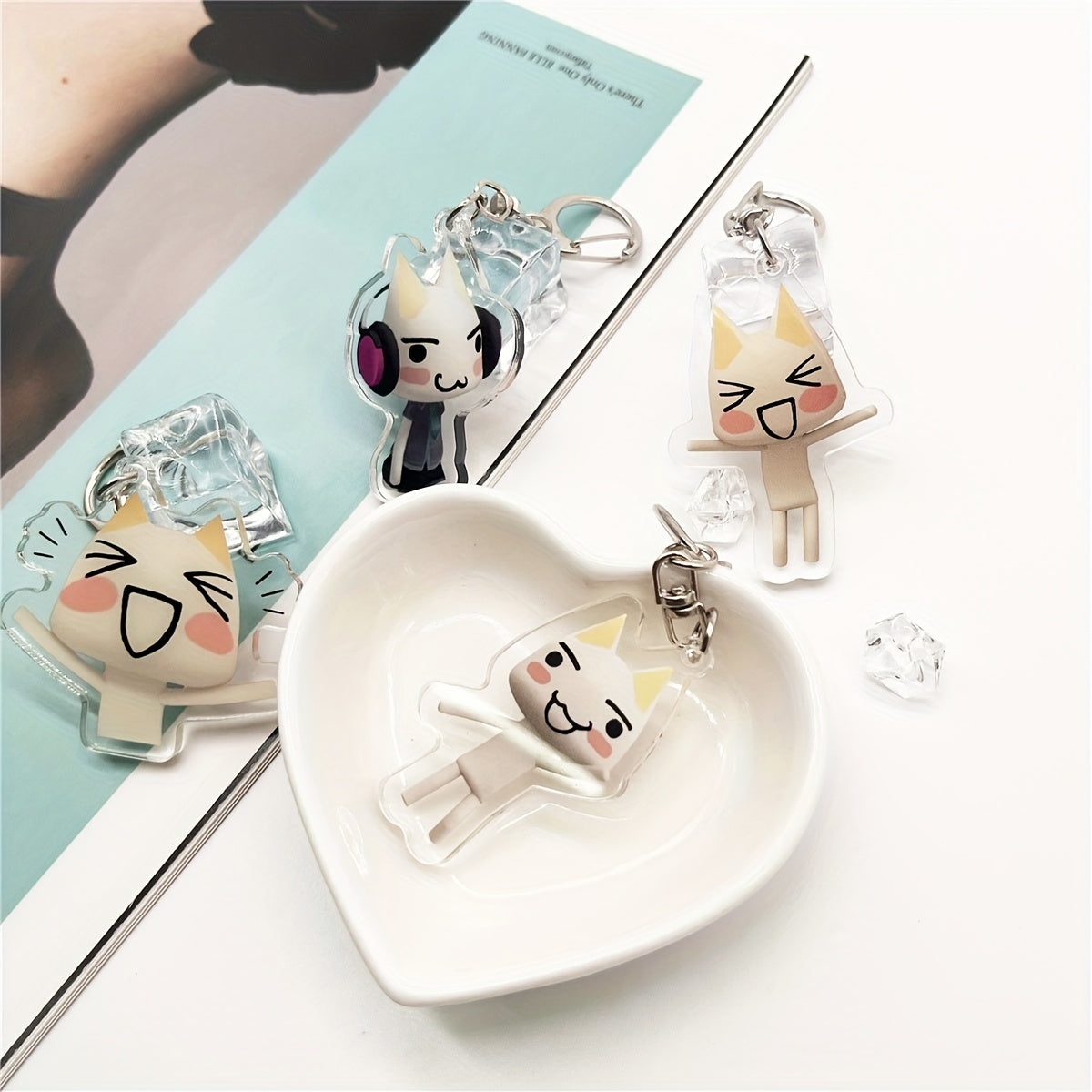 Adorable Cartoon Cat Acrylic Keychain by Inoue Toro - Perfect for Bag Accessories, Pendants, Jewelry, and Fan Gifts