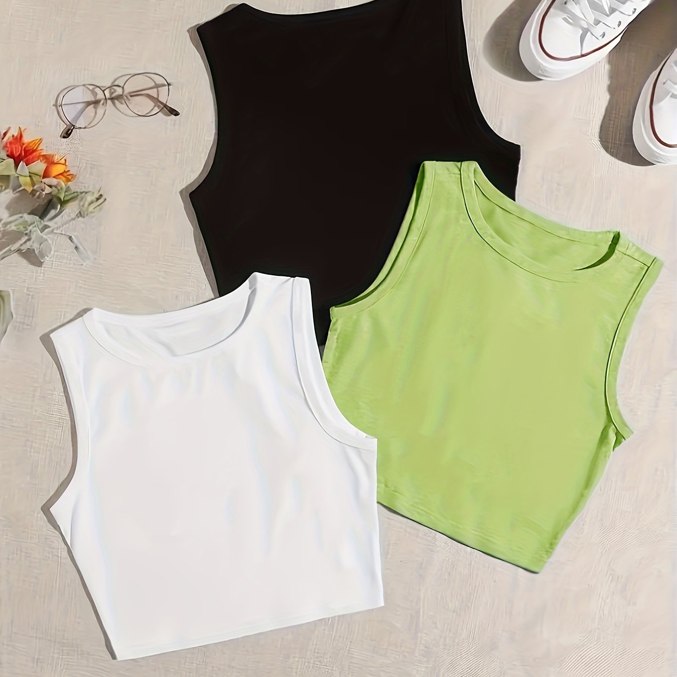 Casual 3-pack women's crew neck tank tops