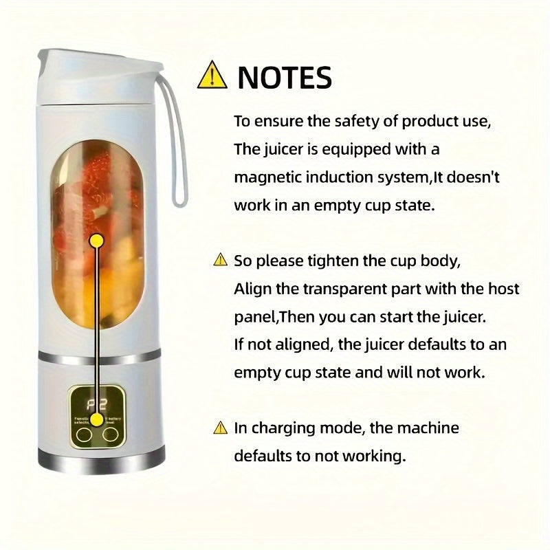 USB-Rechargeable Blender & Juicer for Fruit Drinks - Easy to Clean, Portable, 10.14oz-16.91oz Capacity