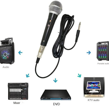 Dynamic microphone trolley for karaoke singing with wired handheld microphone