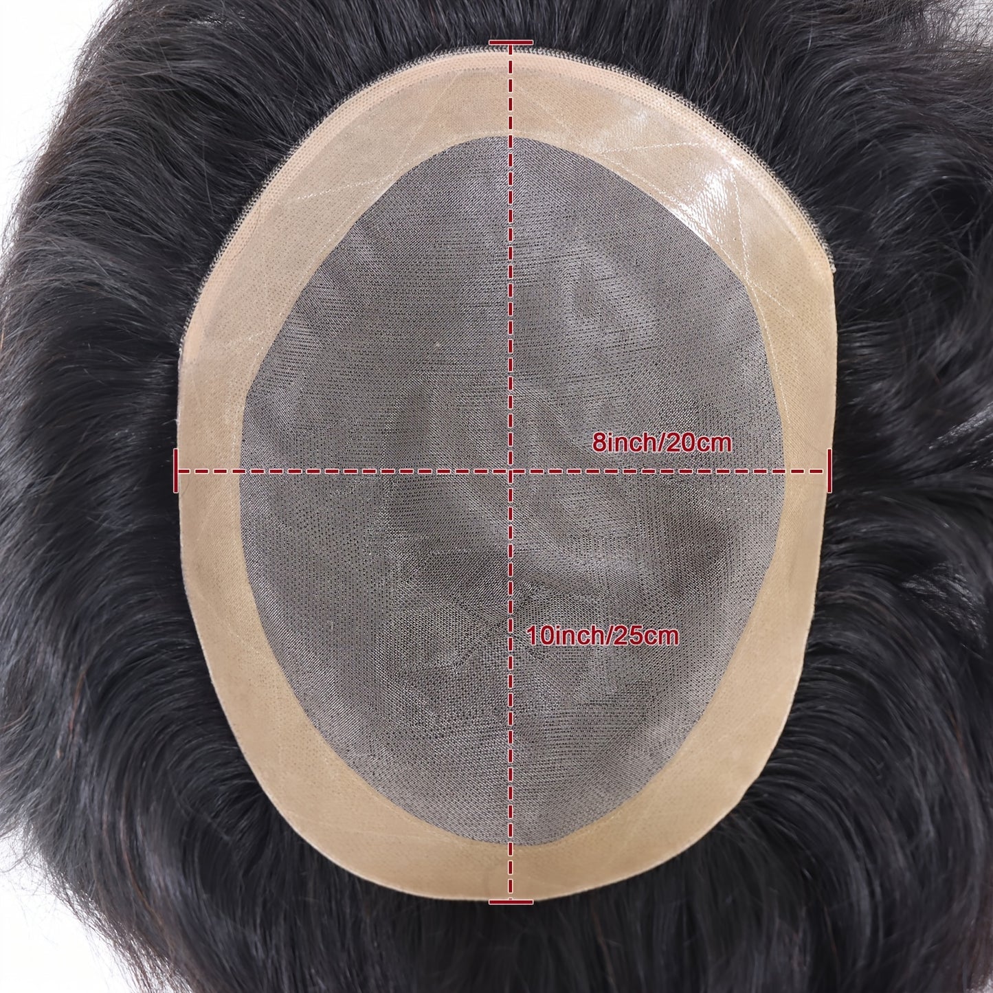 100% human hair men's wig with mono lace for all ethnicities, hand knit with 6x8/6x9 hook area.