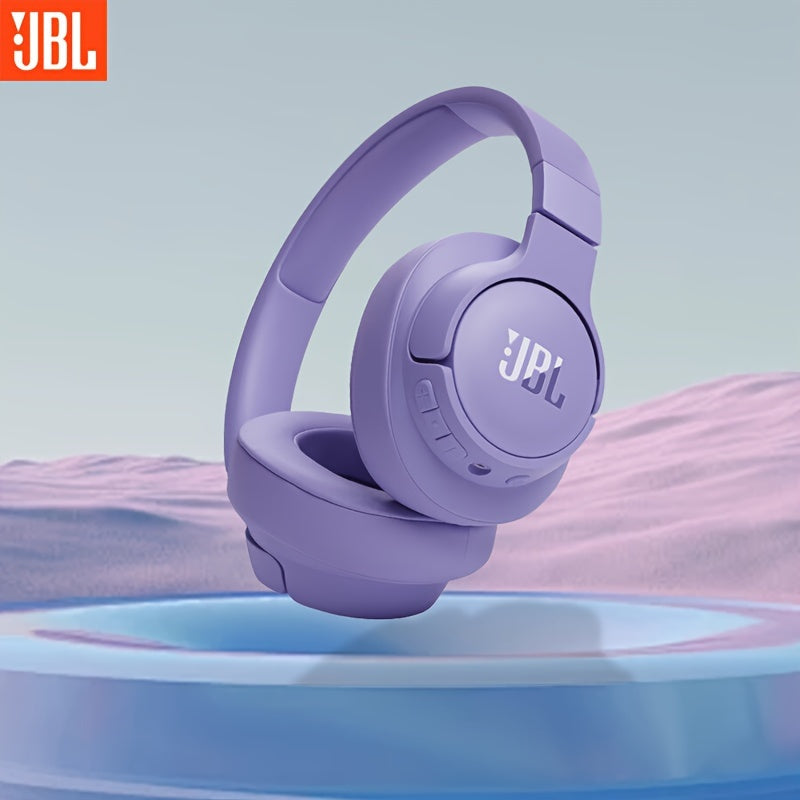 JBL TUNE 720BT Over-Ear Wireless Headphones with sound isolation, volume control, condenser mic, 3.5mm jack. Non-waterproof plastic design for phone, sports, exercise. Long battery life