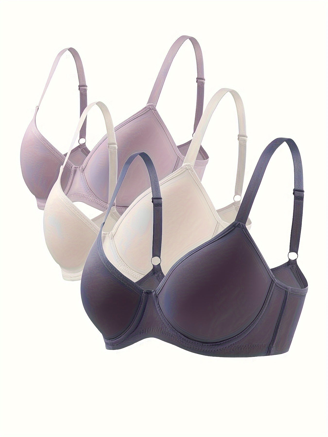 3 Seamless Push Up Bras: Simple, Solid, and Comfortable for Everyday Wear.