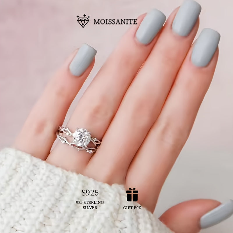 Stunning 2-3ct Moissanite Engagement Ring - Made with Hypoallergenic S925 Sterling Silver, Featuring a Timeless Branch Design and Four Prong Setting, Ideal for Weddings & Proposals, Comes with Certificate of Authenticity & Luxurious Gift Box.