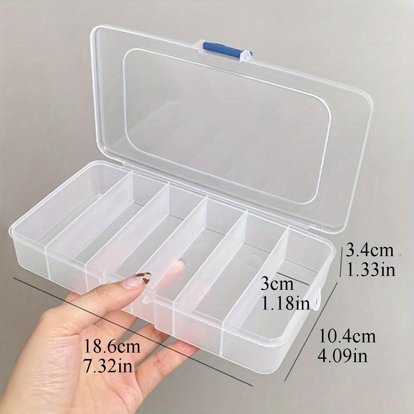 Clear plastic organizer with cover for jewelry and household items, suitable for bedroom, desktop, vanity, dresser.