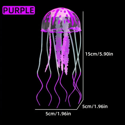 Artificial silicone jellyfish ornament for aquarium tank simulation.