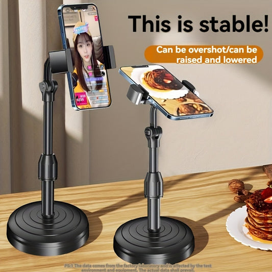 1 Pack of Stable and Durable Adjustable Phone Stand Holder with Upgraded Weighted Chassis, Waterproof Plastic Bracket for Hands-Free Use.