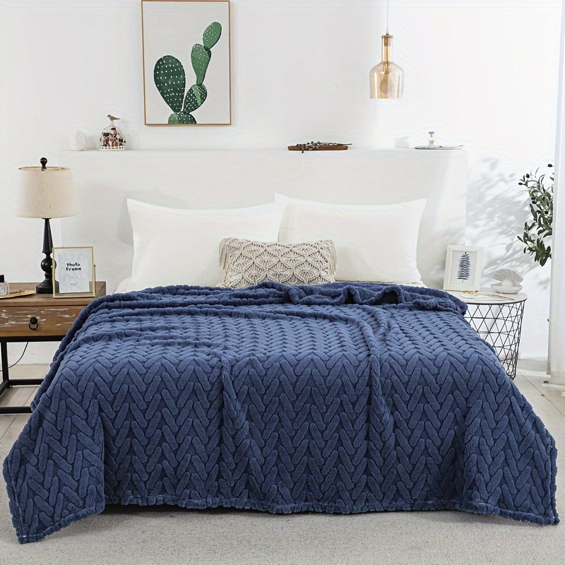 A stylish contemporary geometric-patterned taffeta blanket, weighing 250-300gsm and designed for multiple uses such as traveling, covering sofas, beds, or as home decor. This heavy-duty throw is machine washable and perfect for all seasons, making it an