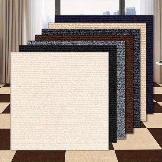 Pack of 10 Self-Adhesive Carpet Tiles for Easy Installation - Non-Slip and Durable, Ideal for Living Room, Bedroom, and Office Use. Leaves No Residue and Recommended for Dry Cleaning Only.