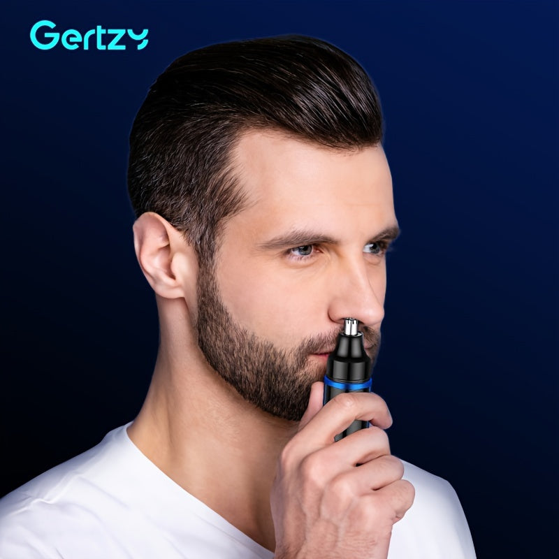 GERTZY USB rechargeable nose hair trimmer with rounded knife head, gentle on skin for men & women. Suitable for ear, eyebrow and facial hair. ABS material with 500mAh lithium battery.