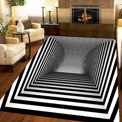 Rectangular Magic Pattern Rug with Non-Slip Backing: Hand Washable, Lightweight, Machine Made with Durable Polyester Material - Perfect for the Living Room