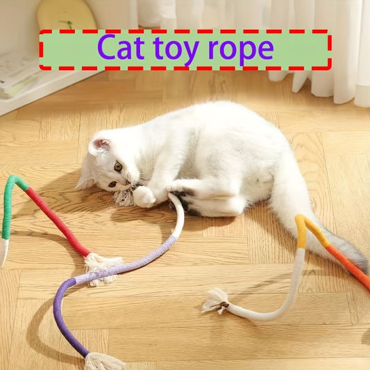 Colorful Cat Toy Rope for play and chewing, non-electric without batteries, ideal for relieving boredom and attracting attention.