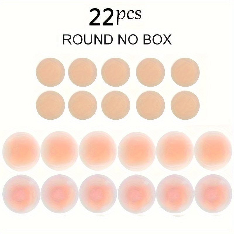 22pcs of solid silicone nipple covers, invisible strapless breast pasties, women's lingerie accessory, 2024 bestseller, reusable, self-adhesive.