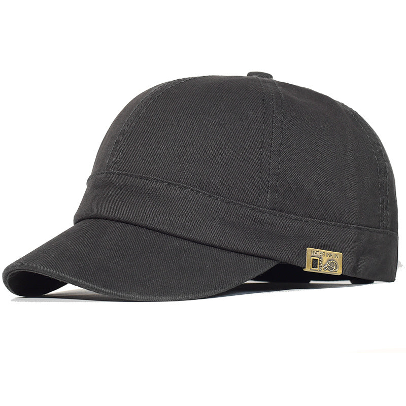 Soft vintage dad hat with adjustable low profile fit for men and women. Black with golden logo. Casual trucker style. Hand wash or dry clean.