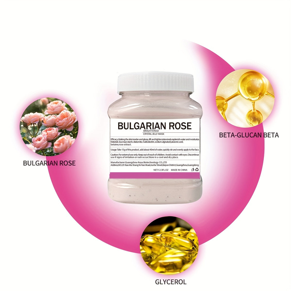 12.3 Fl.Oz Bulgarian Rose Jelly Mask for facial skin care, professional peel off mask, moisturizing and hydrating.