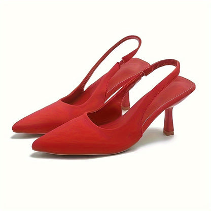 Solid color stiletto heels for women with elegant point toe and slingback design.