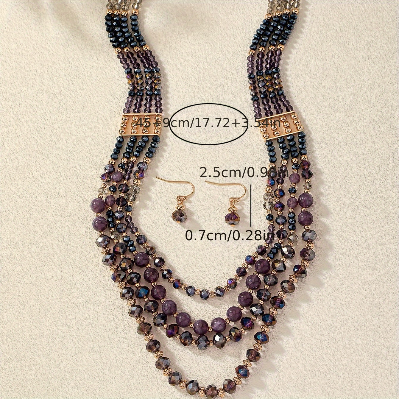 Luxurious and elegant, this Purple Series Beaded Necklace Set exudes style and sophistication. Featuring multiple layers, it is perfect for stacking and adds a touch of glamour to any woman's jewelry collection.