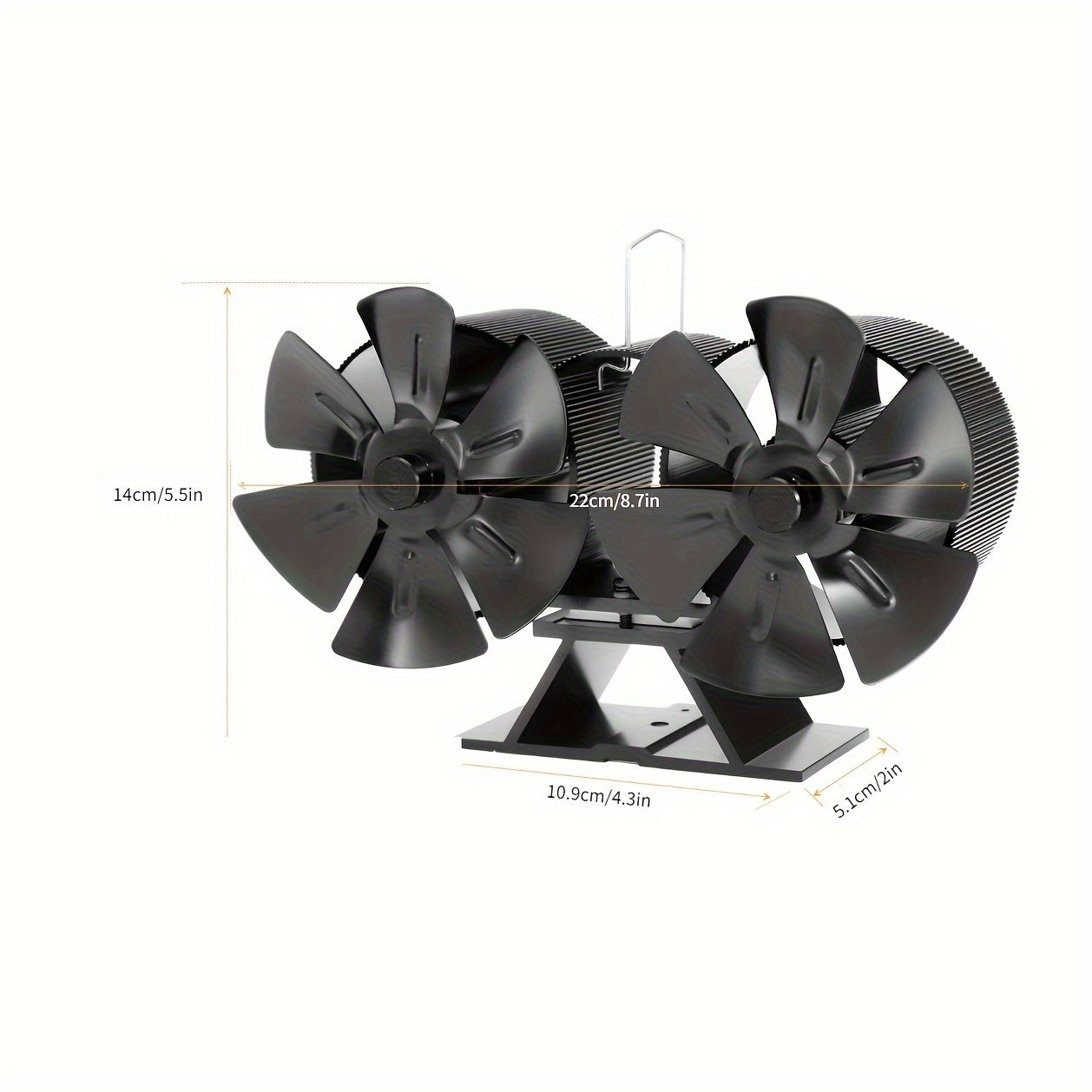 EcoLife Portable Aluminum Dual-Head 6-Blade Fireplace Fan for Wood Burning Fireplaces - No Electricity Required, Exhaust Fan with Multiple Components - 1 Piece