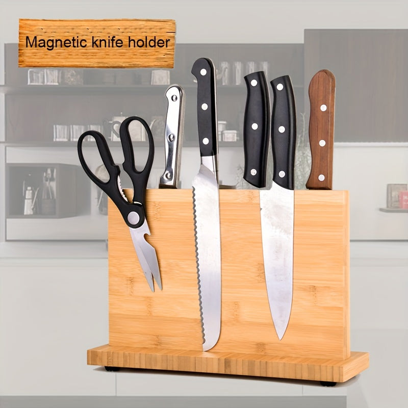 Bamboo magnetic knife holder for the kitchen, one piece