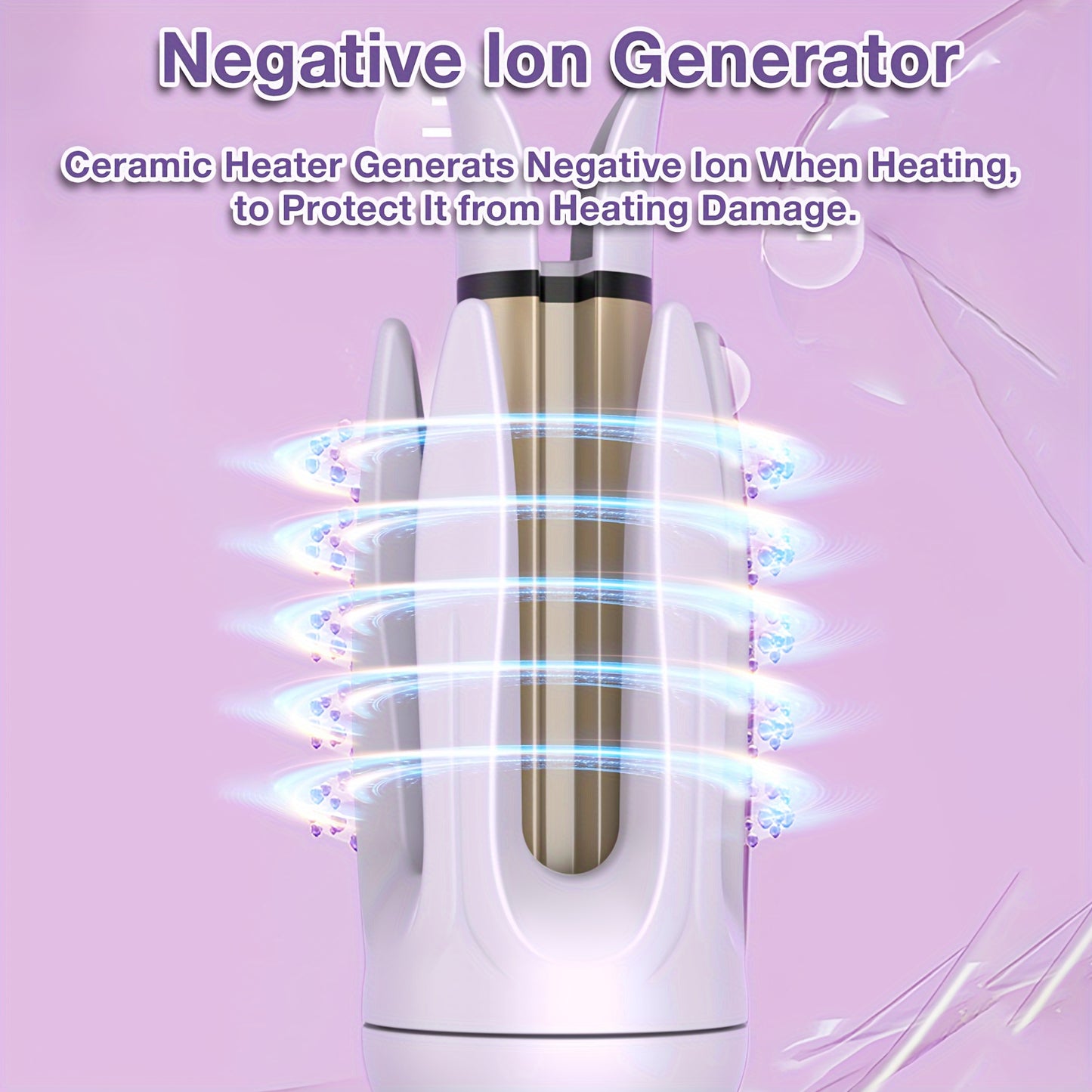 GENAI 28mm Large Barrel Automatic Hair Curler with 4 Temperature Modes, Negative Ion Generator, Timer & Auto Shut-Off, Stylish Purple & Golden Design for Easy Use by Women.