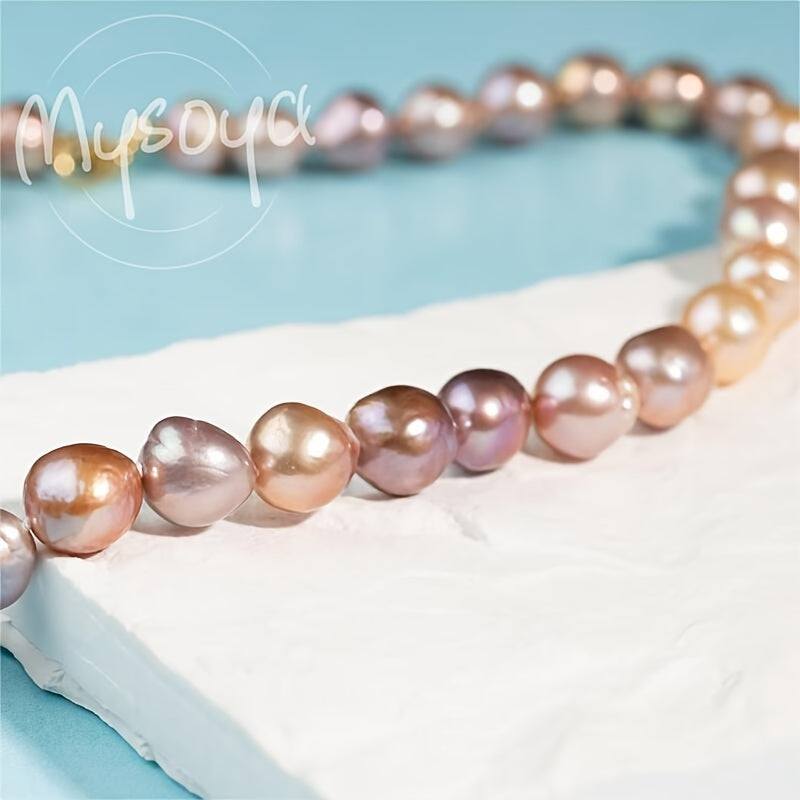 Exquisite Baroque Pearl Necklace in Purple & Pink - Handcrafted with 10-12mm Natural Freshwater Pearls and a Golden Clasp, Presented in a Gift Box - Ideal for Everyday, Special Occasions, and Celebrations such as Birthdays, Anniversaries, and Valentine's