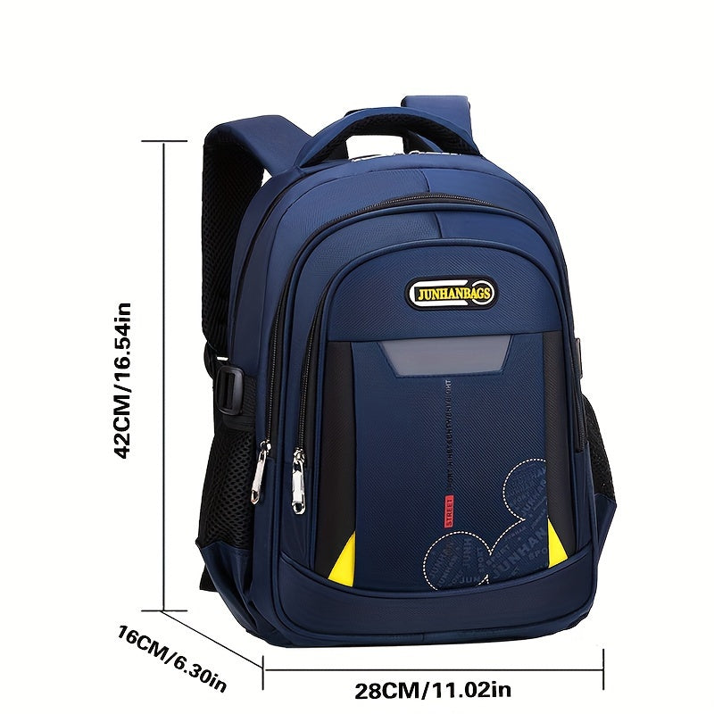 Large capacity multi-layer backpack with side pocket for bottle or umbrella, suitable for students' daily commute, library visits, and outdoor activities.