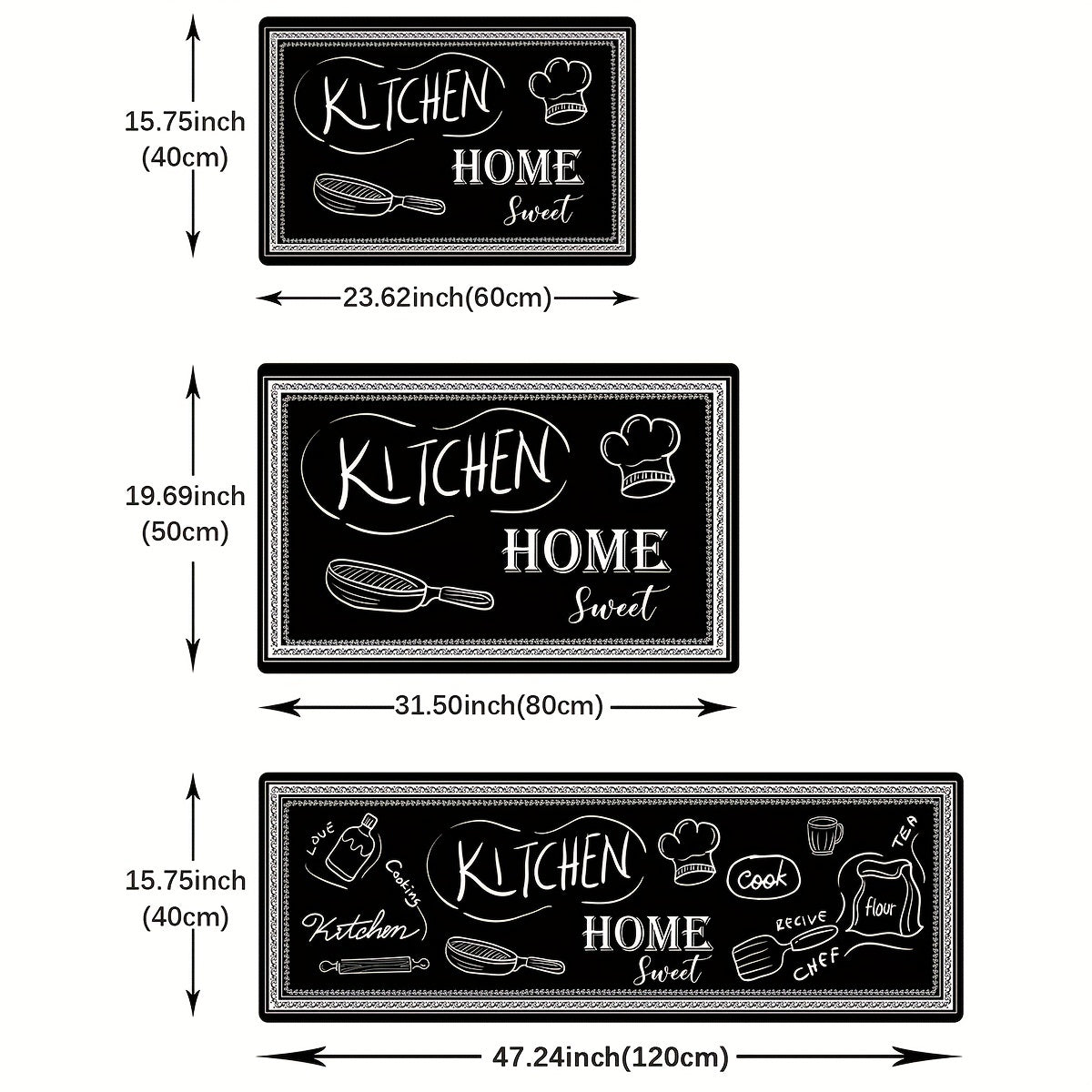 Super Absorbent Oil-Proof Kitchen Rug Set - 1 Piece, Anti-Fatigue, Waterproof, Non-Slip - Perfect for Runner, Bedside, Laundry, Farmhouse, Hallway, Home Office - Washable Carpet for Comfort and Style in the Kitchen