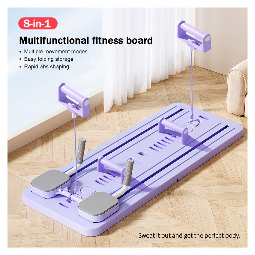 8-in-1 Fitness Board for ABS Pilates Slide Board - Home Gym Equipment - Foldable & Portable for Fat Burning.