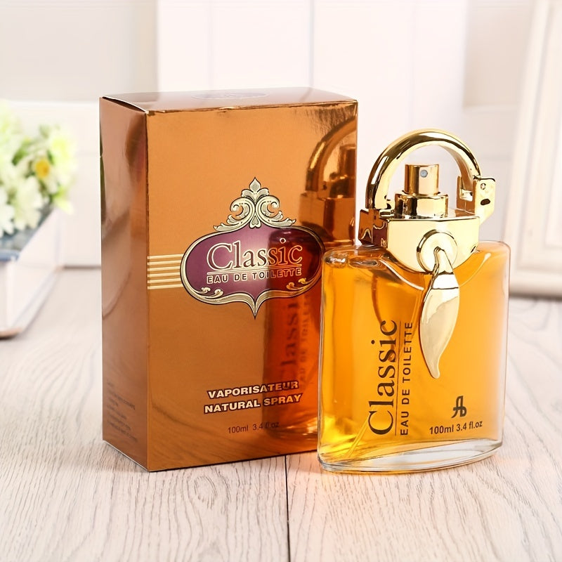 Classic Eau De Toilette Spray - 100ml | Spicy Oriental Scent | Long-lasting | Ideal gift | Elegant Golden-Tone Bottle with Decorative Cap.