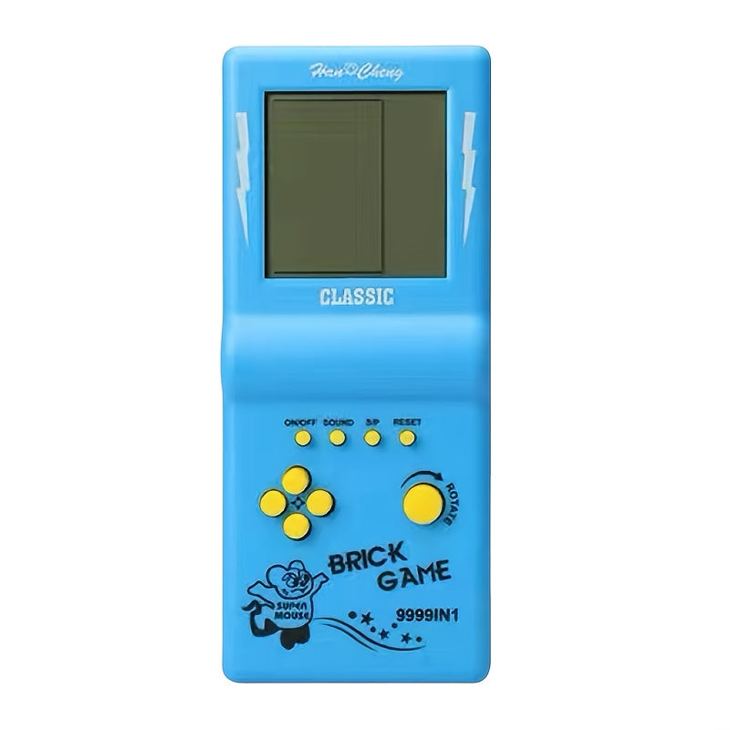 1pc Retro Electronic Brick Game Handheld Console for Kids, Educational Toy for Ages 3-6, Available in Blue, Green, Orange, Yellow