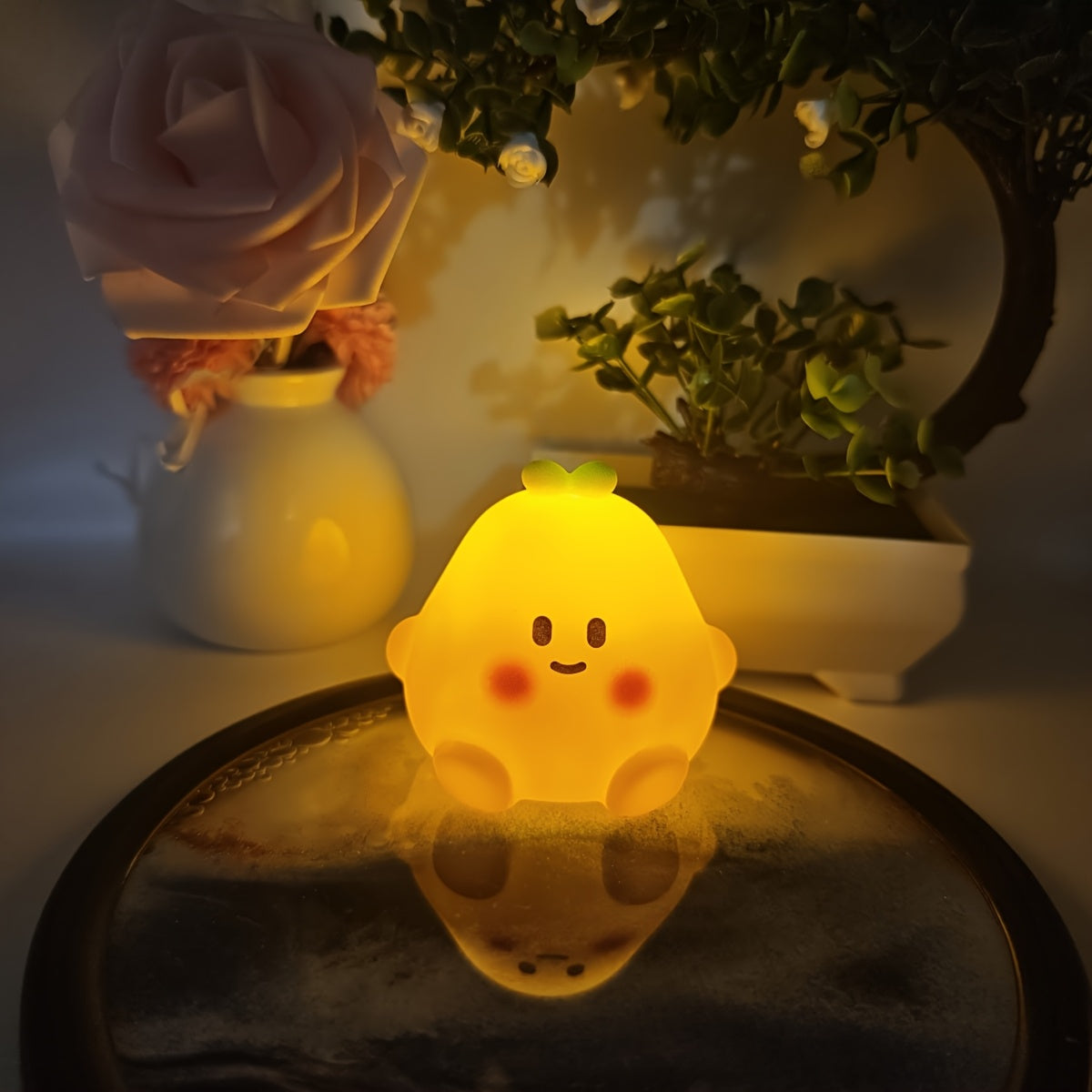 Fat Duck & Bunny Pear Night Light: Ideal for Holiday Parties and Gifting, Battery-Powered with Easy On/Off