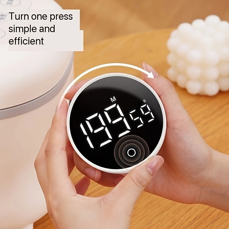 Whisper Quiet LED Kitchen Timer - Swiveling, Battery-Operated (AAA), Ideal for Cooking & Beauty Regimens