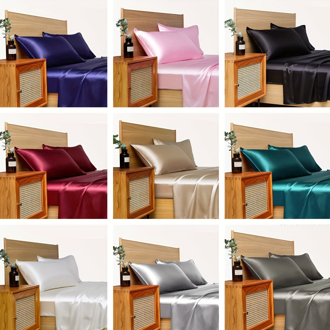 Satin sheet set includes 3 or 4 pieces. Set does not include filler, but consists of 1 fitted sheet, 1 flat sheet, and 1 or 2 pillowcases. Pillow core is not included.