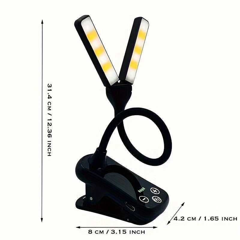 Light up your reading with the 1pc Rechargeable Reading Light - an adjustable LED light with a small clip-on design for desk reading. The perfect gift for nighttime reading sessions.