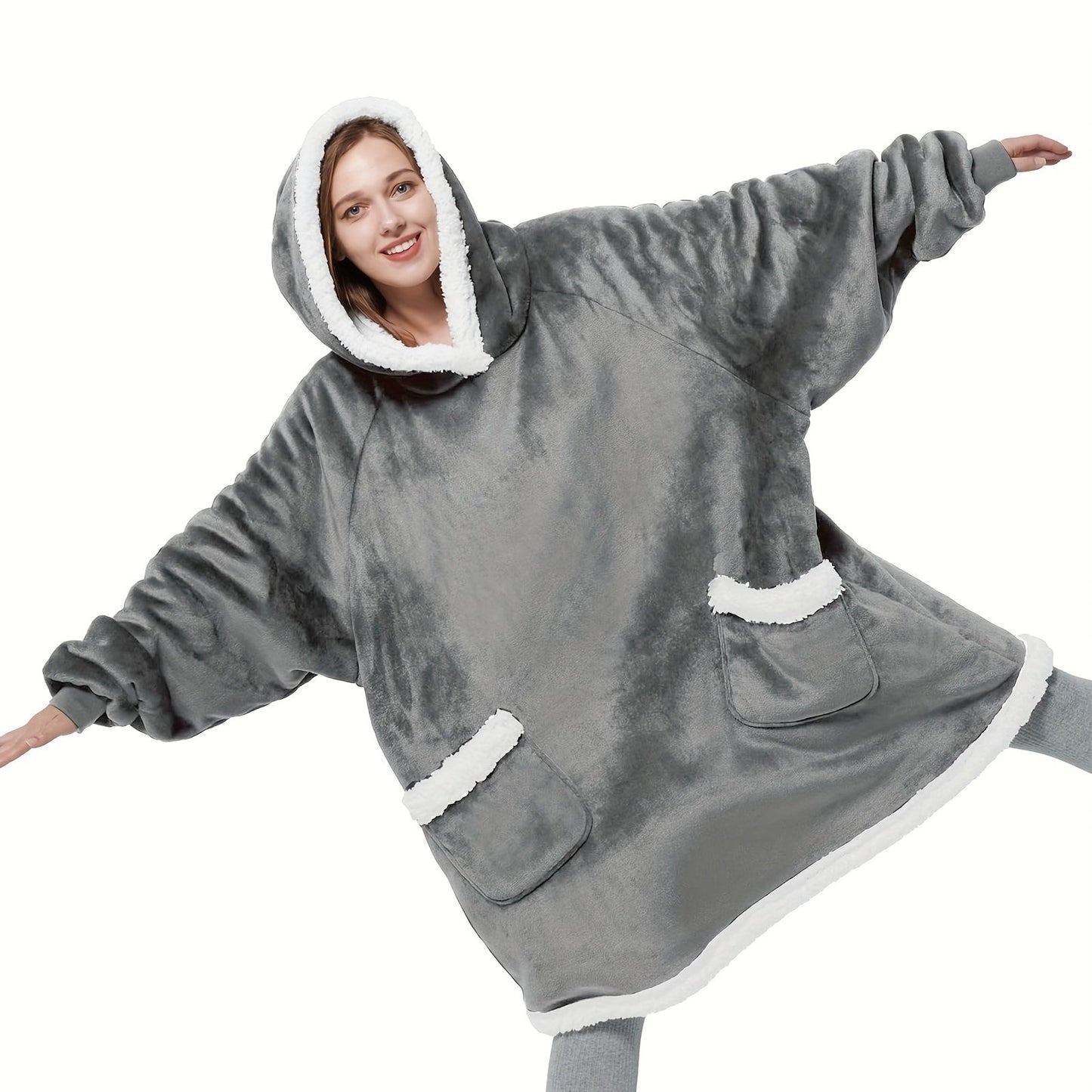 Oversized Wearable Blanket Hoodie with Sleeves - Cozy Hooded Blanket Perfect for Gifts for Girlfriend, Women, and Mom. Thickened and Super Soft material for ultimate comfort. Keep warm in this comfortable wearable hoodie blanket designed for adults.