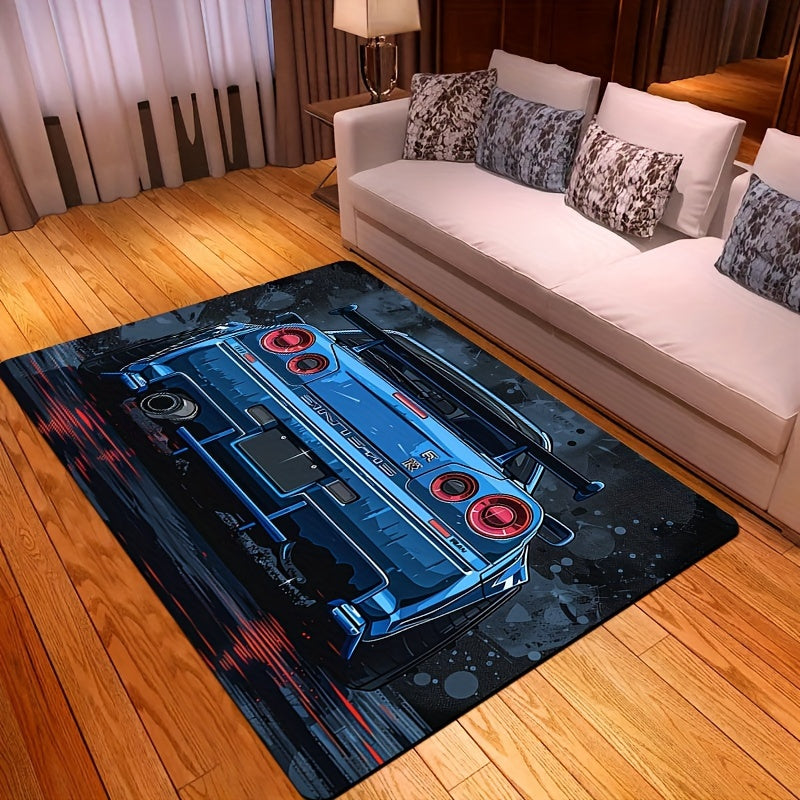 Stylish Sports Car Design Doormat, Made with 8mm Thick Soft Polyester Material, Easy to Clean in the Washing Machine, Rectangular Indoor Rug Perfect for Living Room, Bedroom, Kitchen, Entryway - Features Non-Slip Backing for Safety and a Decorative Touch