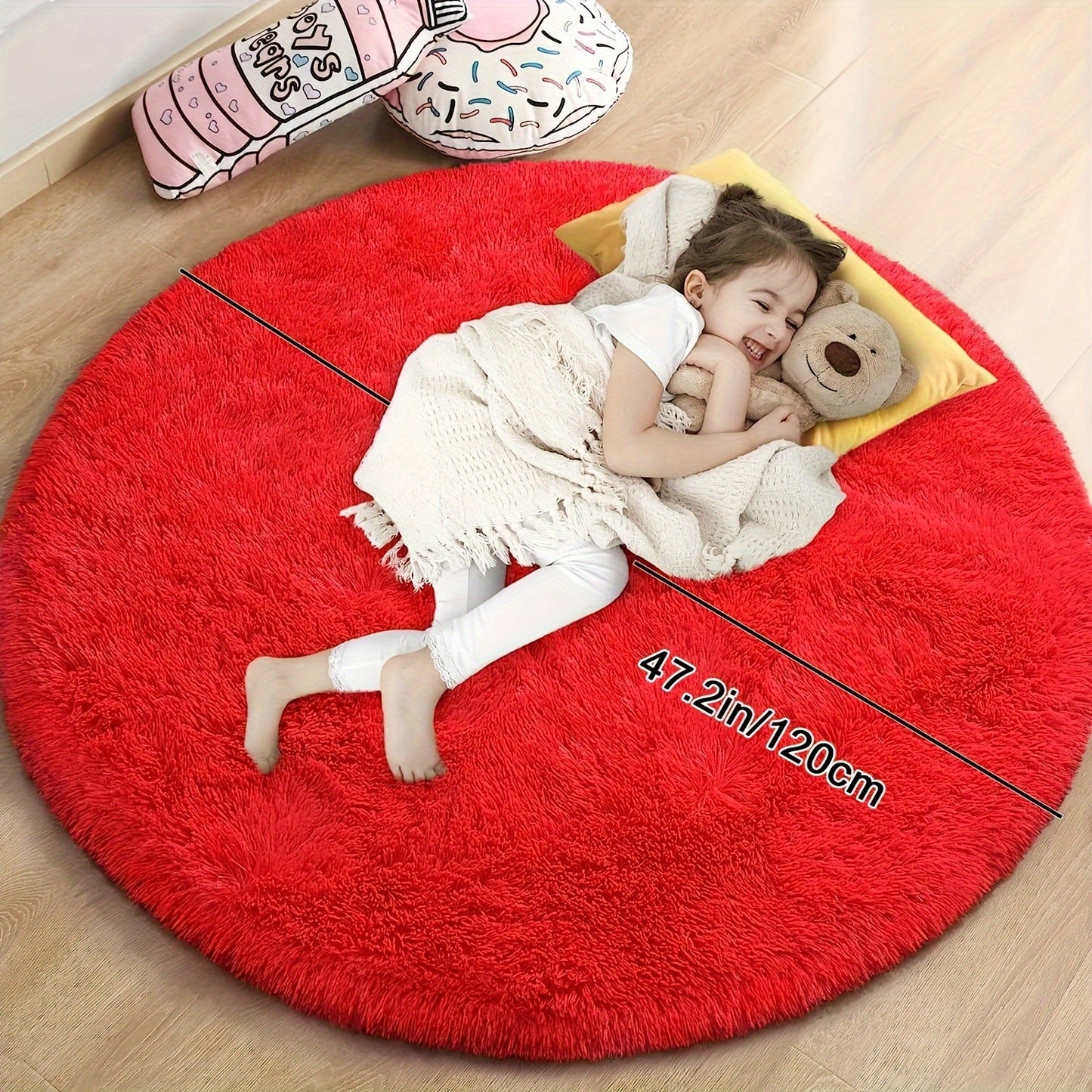 Round Large Ultra Soft Plush Rug - Non-slip and Waterproof Shaggy Throw Rug for Living Room, Bedroom, Nursery, Game Room, and Dormitory. Perfect Teenage Room Decoration - Room Decor (10.16cmX10.16cm)