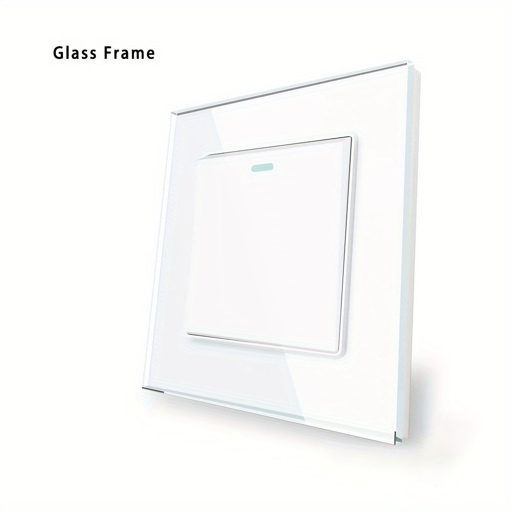 Sleek tempered glass crystal wall switch available in white, gray, and black in 1GANG, 2GANG, and 3GANG options.